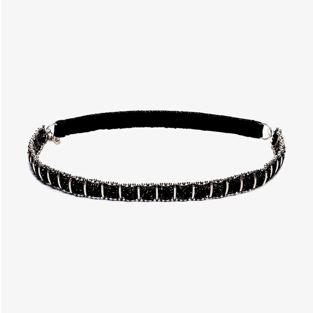 NWT Saint Laurent Grid Lurex And Metal Chain YSL Monogram Logo Headband $595.00